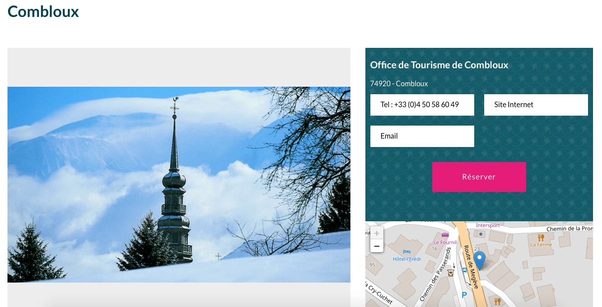 site de l'office de tourisme de Combloux, etude de cas, gestion de réservation en ligne, welogin